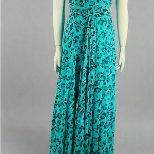 Nanette Lepore Teal Animal Print Maxi Dress